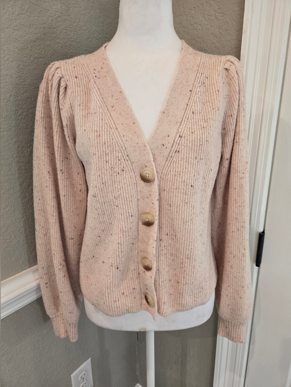 Cece Marled V Neck Cropped Cardigan